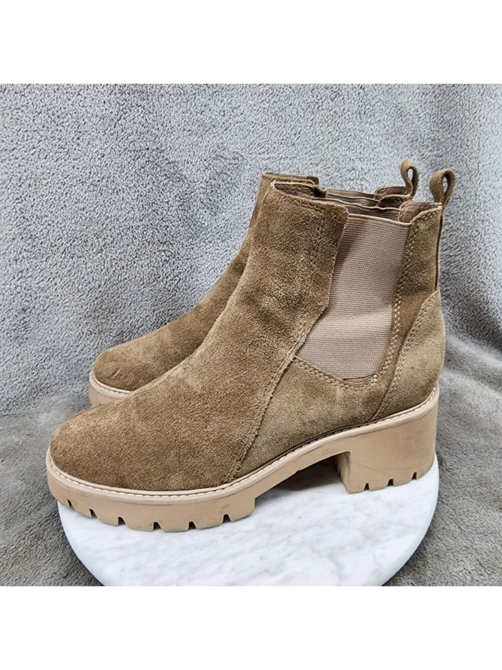 Dolce Vita Shoes Womens Size 9.5 Halina Tan Suede Leather Boots *Read*